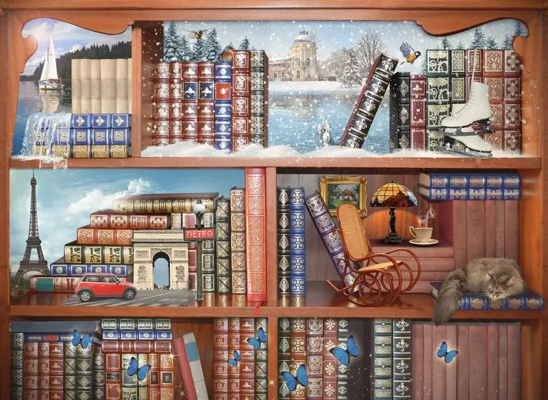 Nova Jigsaw Puzzle 1000 деталей волшебные книги головоломки в библиотеки и кошки