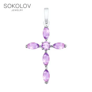 Cross SOKOLOV silver amethyst fashion jewelry 925 women's male, pendants for neck women
Cross SOKOLOV silver amethyst fashion jewelry 925 women's male, pendants for neck women