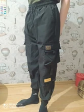 Pantalones Cargo de harén con bolsillos laterales para hombre, pantalón negro de Hip-Hop, informal, a la moda, ropa de calle, 2021 cintas