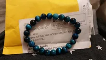 . De alta calidad azul Buda Ojo de Tigre brazaletes con piedras naturales cuentas elasticidad de la cuerda de los hombres pulsera de las mujeres