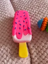 1 de policarbonato para perros juguete para masticar con chirrido de goma rosa helado en forma de juguetes para gato cachorro perros bebé de helado Molar juguete interactivo