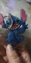 Anime Stitch llavero figura PVC dibujo animado anillo 3D doble lado clave cadena lindo anillo clave titular regalo de mochila Decoración