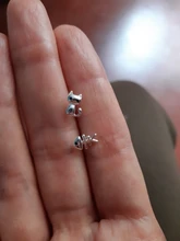 Pendientes asimétricos de Plata de Ley 925 para niños, con cierre de tuerca de hueso de pescado y gato, joyería antialérgica para bebés y estudiantes