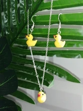 10 uds. De animales de la familia, pequeños abalorios de resina de pato amarillo, colgante de Animal, pendiente artesanal, joyería de moda