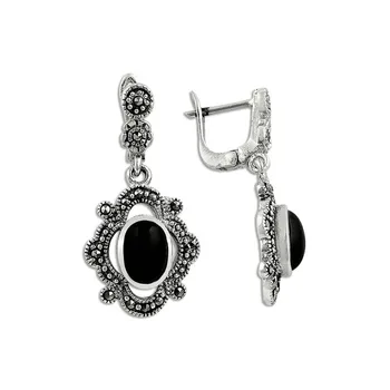 Teleplus Onyx & Marcasite Stone Earrings 925 Sterling Silver
Teleplus Onyx & Marcasite Stone Earrings 925 Sterling Silver