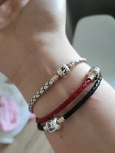 Pulsera de piel trenzada 100% auténtica para hombre y mujer, brazalete con abalorio, joyería masculina para amantes de los minutos