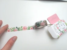 Cinta adhesiva decorativa con plantas y flores estilo japonés Kawaii, cinta adhesiva decorativa, pegatina para álbum de recortes, artículos de papelería con etiquetas