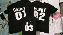 Ropa a juego para la familia, Camiseta de algodón con aspecto familiar, camisetas con estampado de letras divertidas de papá mamá chico y bebé, Tops con números para verano