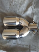 Silenciador de tubo de escape trasero de doble barril para coche, entrada Universal, salida de acero inoxidable, accesorios para coche