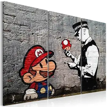 Picture-Super Mario Mushroom Cop by Banksy - 90x60 cm 
Picture-Super Mario Mushroom Cop by Banksy - 90x60 cm