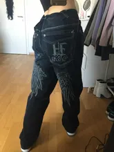 Los hombres de baile callejero Hiphop Jeans moda bordado negro de pantalones de mezclilla general hombre Rap Hip Hop pantalones vaqueros de talla grande 30-46