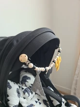 Cochecito de bebé de juguete de madera con Clip, carrito móvil de bebé con cuentas de felpa, cadena de chupete masticable, sonajero, mordedor de madera, collar, cuentas de dentición