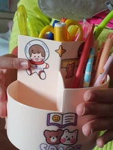 MINKYS-organizador multifuncional de 3 rejillas, soporte de escritorio para lápiz giratorio de 360 grados, gran capacidad, caja de lápices para Colegio, papelería