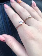 ZHOUYANG-Anillo de boda para mujer, Color oro rosa, Circonia cúbica de seis garras, corte redondo de 1 quilate, 6mm, joyería R013 R014