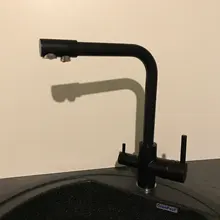 Grifo con filtro de cocina Balck con Dot latón purificador grifo doble pulverizador agua potable grifo recipiente fregadero mezclador grifo Torneira