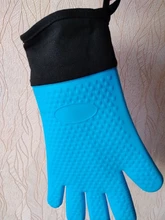 Guantes de cocina de doble capa resistentes al calor, manoplas flexibles de silicona y algodón para horno microondas