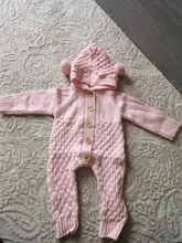 Suéter de tejido para bebé recién nacido de 0 a 24M, monos, pelele suave y cálido para otoño e invierno, monos con capucha para orejas de oso, chaquetas