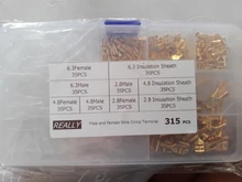 Conector de pala de cable macho y hembra, empalme rápido, 315/180mm, 2,8mm, 4,8mm, Terminal de crimpado de cable con surtido aislante, 6,3 Uds.