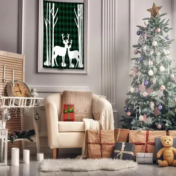 Tapestry Reindeers in Forest Trees Silhouette on Plaid Pattern Traditional Christmas Decor Artwork Printed White Green Black
Tapestry Reindeers in Forest Trees Silhouette on Plaid Pattern Traditional Christmas Decor Artwork Printed White Green Black
