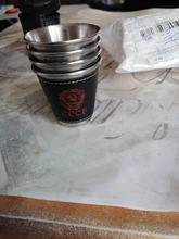 4 unids/lote 70ml Camping al aire libre vajilla de tazas suministros de Picnic de vino de acero inoxidable taza de cerveza tazas para whisky de cuero de la PU