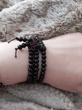 Pulseras de madera de sándalo Natural para hombres y mujeres, brazaletes con cuentas de ébano negro, nudo de oración de madera budista, 9 estilos, 6mm