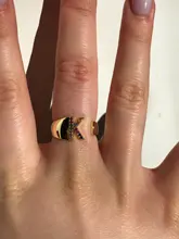 Anillo con iniciales de moda para mujer, sortija abierta con 26 letras de Color dorado, joyería de boda, regalo de cumpleaños