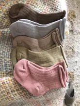 5 par/lote medias infantiles para bebés, niños y niñas, calcetín abrigado de otoño e invierno, acanalado, ropa de un Color, accesorios para niños de 0 a 9 años