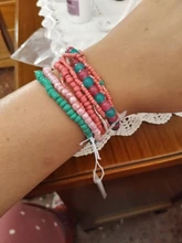 Conjunto de pulseras elásticas multicapa para mujer, joyería Bohemia, brazaletes con borla, moneda de oro, encanto de cuentas de cristal, regalo para mujer