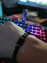 Abalorios de piedra negra de 8mm para Hombre y mujer, pulsera de constelación de 12 pares, pulsera Masculina, joyería para Hombre