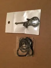 Collar de guitarra de acero inoxidable 316L para hombre, cadena de cuero, colgantes