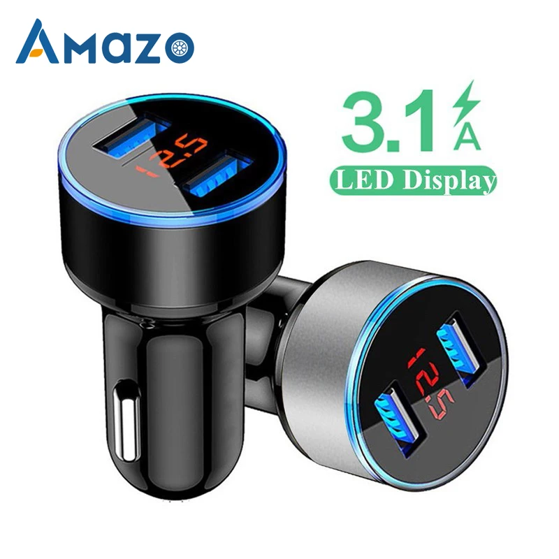 Aluminum Alloy USB Car Charger Dual 5V/3.1A LED Light Adapter Universal 12-24V Car Motorcycle Cigarette Voltage Display Socket
Aluminum Alloy USB Car Charger Dual 5V/3.1A LED Light Adapter Universal 12-24V Car Motorcycle Cigarette Voltage Display Socket