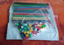 Tira y bloques de puente para Arduino, 90 unids/lote, 2,54, 40 Pines, 1x40, Conector de pines irrompible macho, colorida, 2,54mm