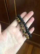 Conjunto de 2 pulseras de Lava y Ojo de Tigre con piedra Natural para Hombre y mujer, joyería clásica