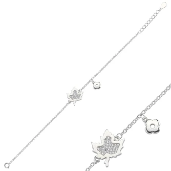 Silver 925 Sterling Zircon Cubic Zirconia Sycamore Leaf Bracelet
Silver 925 Sterling Zircon Cubic Zirconia Sycamore Leaf Bracelet