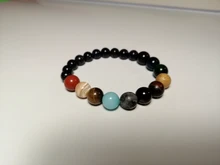 Pulsera de piedras naturales para hombre y mujer, brazalete de cuentas con sistema Solar, Chakra, Yoga, para amantes de los ocho planetas
