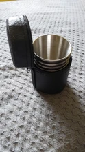 4 unids/lote 70ml Camping al aire libre vajilla de tazas suministros de Picnic de vino de acero inoxidable taza de cerveza tazas para whisky de cuero de la PU