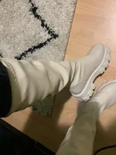 Botas de plataforma para mujer, zapatos lisos de media caña, planos de fondo grueso, cálidos, para Otoño e Invierno