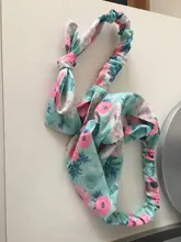 Mamá y bebé diadema de la hija de la madre diademas de chica Floral Corbata con impresión nudo diadema de Orejas de conejo, accesorios de pelo