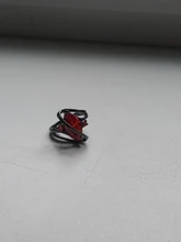 Anillo Vintage de piedra cristalina roja para mujer, sortija de boda clásica de oro negro de 14KT para mujer, sortija de compromiso de hoja de Zircón de lujo para novia