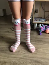 Calcetines de algodón suave para niñas, calentadores de 2 a 12 años, calcetines hasta la rodilla con dibujos animados de animales, calcetines para bailar