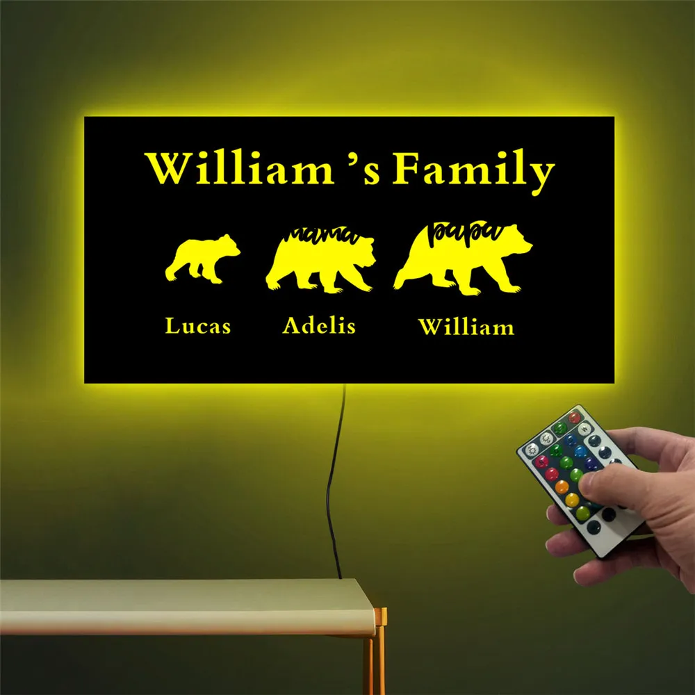 Custom Bear Family LED Neon Sign Wall Lamp With Engraved Names for Home Room Ambient Light Decor Father's Day Mother's Day Gifts
Custom Bear Family LED Neon Sign Wall Lamp With Engraved Names for Home Room Ambient Light Decor Father's Day Mother's Day Gifts