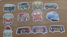 Pegatinas Retro de hipopótamo, etiquetas con diseño de autobús de amor y paz para coche, portátil, equipaje, Skateboards, diario, papelería, pegatina, 10/30/50 Uds.