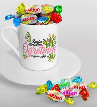 Personalized Day Today Teacher Turkish coffee Cup and Haribo Candy Gift Seti-1
Personalized Day Today Teacher Turkish coffee Cup and Haribo Candy Gift Seti-1