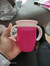 Taza de beber de aprendizaje para bebé, con tapa abatible de doble manija, a prueba de fugas, sin BPA, 360 grados