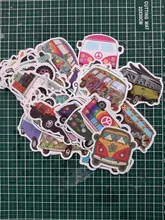 Pegatinas Retro de hipopótamo, etiquetas con diseño de autobús de amor y paz para coche, portátil, equipaje, Skateboards, diario, papelería, pegatina, 10/30/50 Uds.