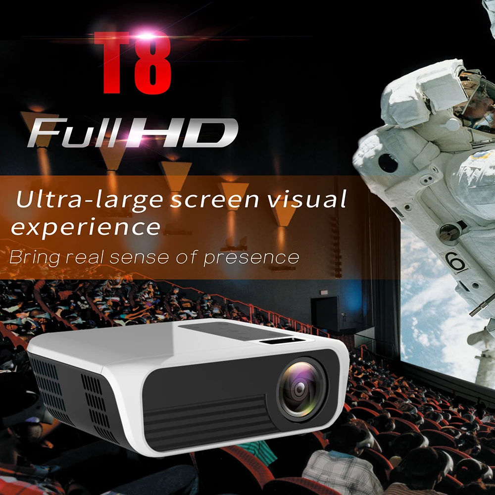 UNIC T8 светодиодный 5000 люменов 1920x1080 пикселей 200 дюймов проектор 1080 P Full HD HDMI wifi