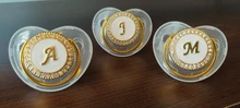 Chupete de lujo transparente hecho a mano con 26 letras iniciales para niños recién nacidos, ortodóntico para bebé, tetina para pezón