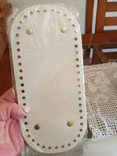 Parte inferior larga para bolsa de punto, accesorios para bolso de cuero PU, fondo hecho a mano con 52 agujeros, bolsa de ganchillo artesanal, fondo de 22x10cm