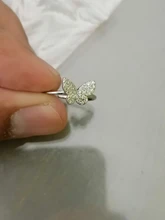 ANENJERY-anillo mariposa abertura para mujer, de Plata de Ley 925, Simple Flash, CZ, personalidad, viento fresco, regalo de San Valentín, S-R346