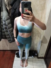 Ropa de gimnasio sin costuras para mujer, traje deportivo de cintura alta, conjunto de ropa de entrenamiento de Yoga y Fitness, Leggings degradados + Top de manga larga, 2 piezas